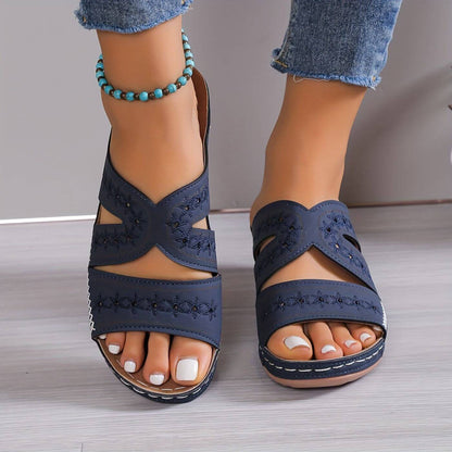 Seraphina | Sandalias Gladiadoras de Cuero Perforado con Plataforma