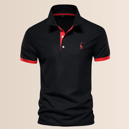 Momount Men Polo Shirt – Contrast Collar Embroidered Logo Short Sleeve