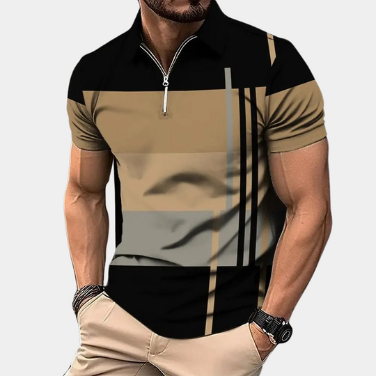 Polo de Hombre Momount Color Block – Rayas Horizontales Manga Corta Casual