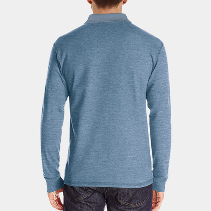 Polo de Manga Larga de Hombre Momount – Cuello en Contraste con Bolsillo Classic Fit