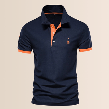Momount Men Polo Shirt – Contrast Collar Embroidered Logo Short Sleeve
