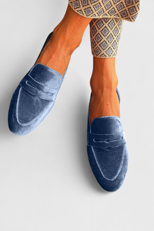 Momount Mujer Mocasines de Terciopelo – Tira Penny Slip-On Punta Redonda Mullidos Suaves