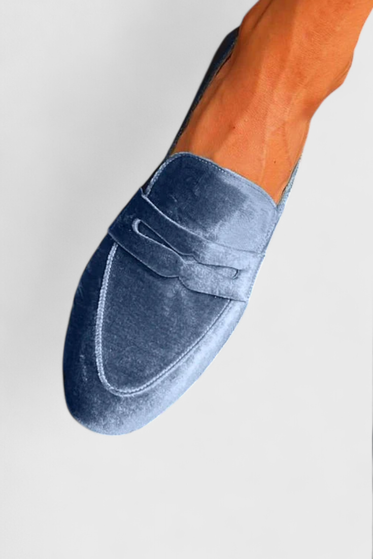 Momount Mujer Mocasines de Terciopelo – Tira Penny Slip-On Punta Redonda Mullidos Suaves