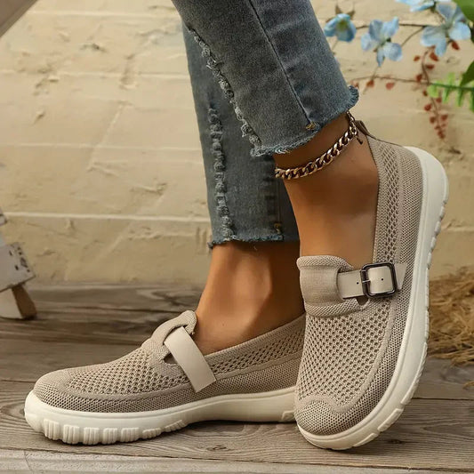 Momount Mujer Zapatillas Slip-On – Malla de Punto Hebilla Tira Acolchadas Caminar