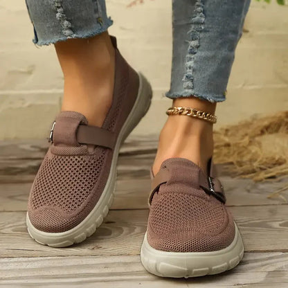 Momount Mujer Zapatillas Slip-On – Malla de Punto Hebilla Tira Acolchadas Caminar