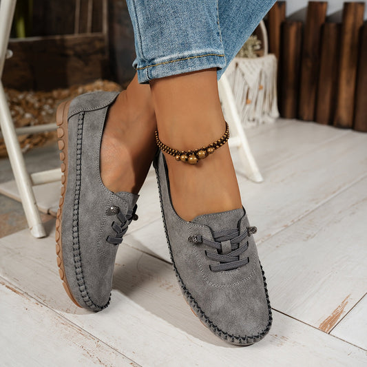 Momount Mujer Mocasines Tipo Mocasín – Ante Cosido a Mano Slip-On Elástico Cómodos