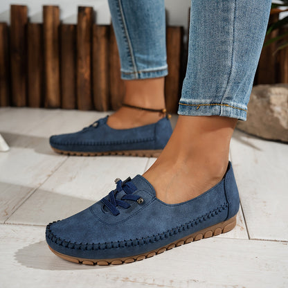 Momount Mujer Mocasines Tipo Mocasín – Ante Cosido a Mano Slip-On Elástico Cómodos