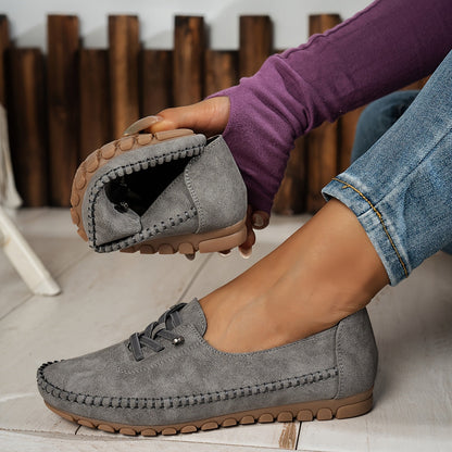 Momount Mujer Mocasines Tipo Mocasín – Ante Cosido a Mano Slip-On Elástico Cómodos