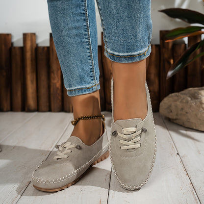 Momount Mujer Mocasines Tipo Mocasín – Ante Cosido a Mano Slip-On Elástico Cómodos