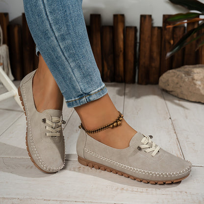 Momount Mujer Mocasines Tipo Mocasín – Ante Cosido a Mano Slip-On Elástico Cómodos