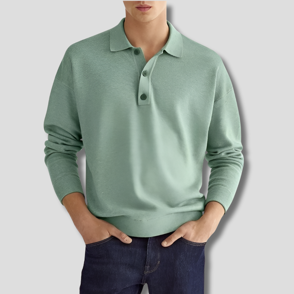 Polo de Hombre – Manga Larga Cuello Clásico de Punto para Diario