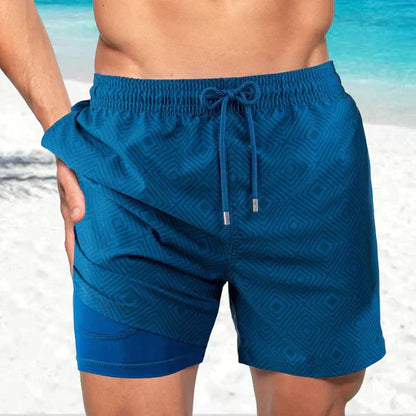 Bañador de Hombre Momount – Estampado Tropical, Bolsillo Móvil y Forro de Malla