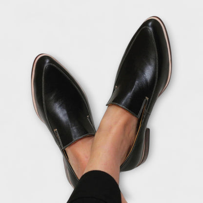 Momount Mujer Mocasines Slip-On Punta Estrecha – Piel Plano Suave Minimalista Cómodos
