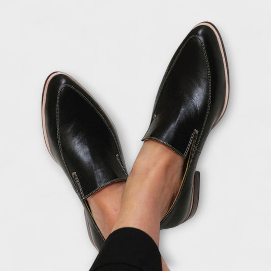 Momount Mujer Mocasines Slip-On Punta Estrecha – Piel Plano Suave Minimalista Cómodos