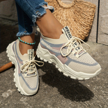 Momount Mujer Zapatillas Chunky – Malla Con Cordones Plataforma Bicolor Estilo Dad