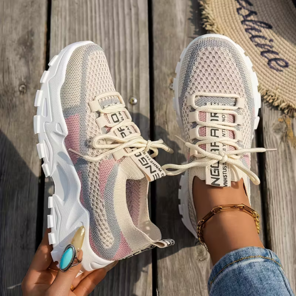 Momount Mujer Zapatillas Chunky – Malla Con Cordones Plataforma Bicolor Estilo Dad