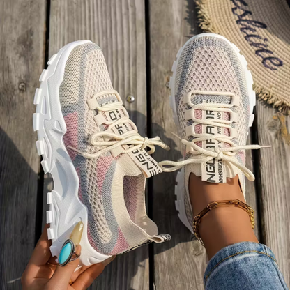 Momount Mujer Zapatillas Chunky – Malla Con Cordones Plataforma Bicolor Estilo Dad