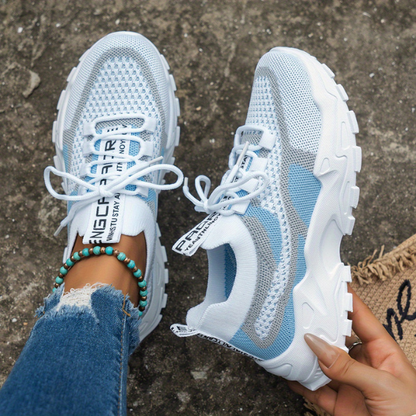 Momount Mujer Zapatillas Chunky – Malla Con Cordones Plataforma Bicolor Estilo Dad