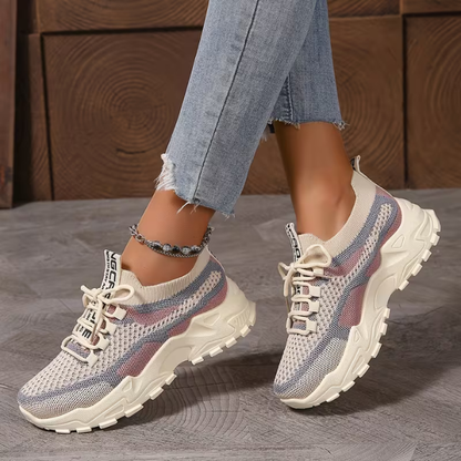 Momount Mujer Zapatillas Chunky – Malla Con Cordones Plataforma Bicolor Estilo Dad