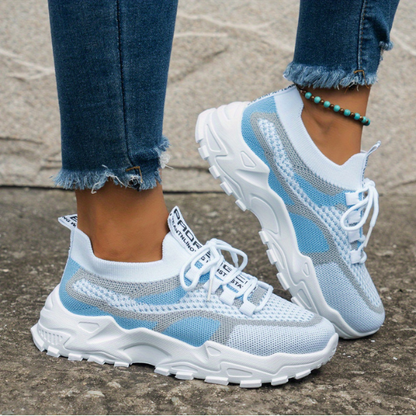 Momount Mujer Zapatillas Chunky – Malla Con Cordones Plataforma Bicolor Estilo Dad