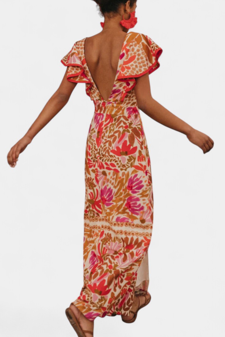 Suzanne Floral Maxi Dress | Vibrant Red, Summer Breeze