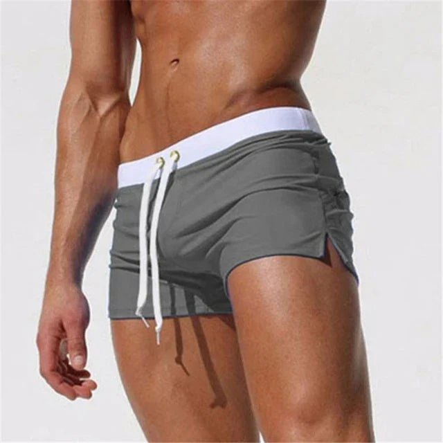 Bañadores de Hombre – Bañador Blanco Slim Fit de Secado Rápido con Ojetes Metálicos