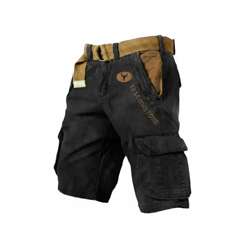 Pantalones Cargo de Hombre – Pantalón Corto de Algodón Lavado con Cinturón a la Rodilla