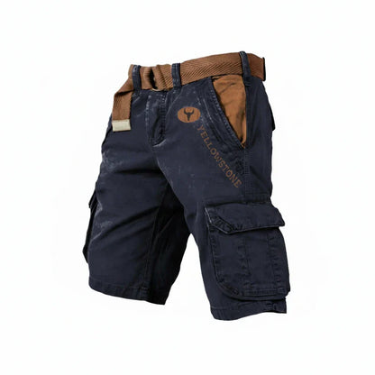 Pantalones Cargo de Hombre – Pantalón Corto de Algodón Lavado con Cinturón a la Rodilla