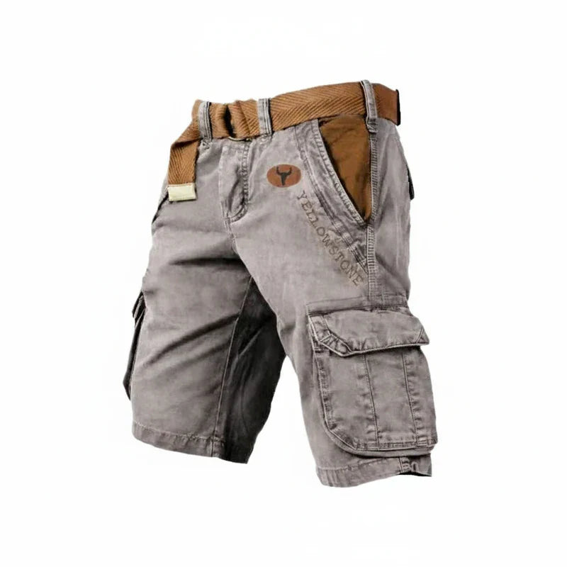 Pantalones Cargo de Hombre – Pantalón Corto de Algodón Lavado con Cinturón a la Rodilla