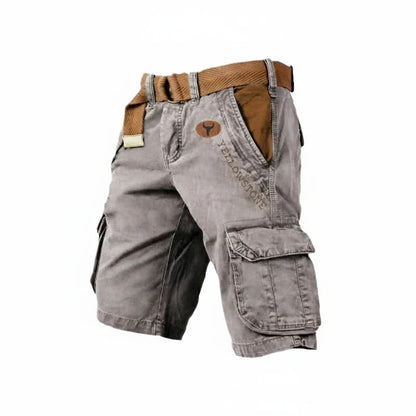 Pantalones Cargo de Hombre – Pantalón Corto de Algodón Lavado con Cinturón a la Rodilla