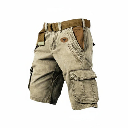 Pantalones Cargo de Hombre – Pantalón Corto de Algodón Lavado con Cinturón a la Rodilla