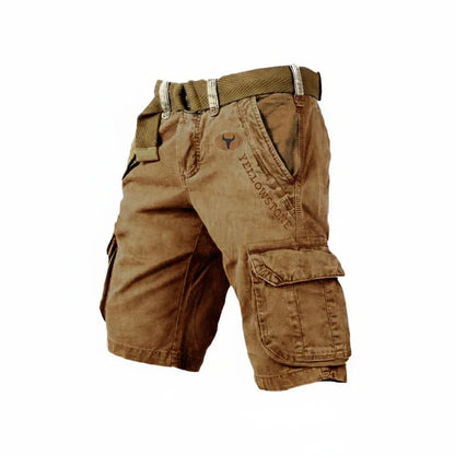 Pantalones Cargo de Hombre – Pantalón Corto de Algodón Lavado con Cinturón a la Rodilla