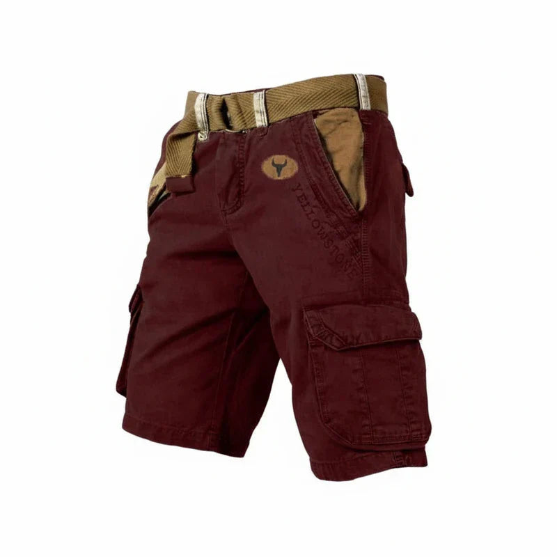 Pantalones Cargo de Hombre – Pantalón Corto de Algodón Lavado con Cinturón a la Rodilla