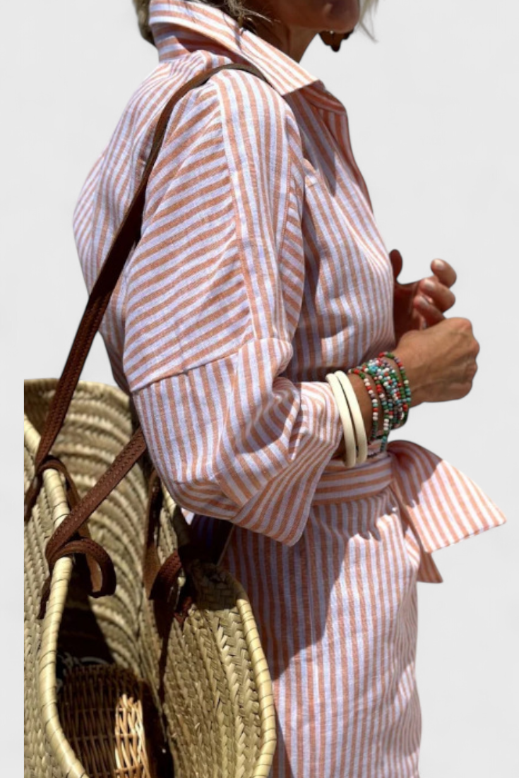 Harbor Stripe Shirt Dress | Button-Front, Coastal, Relaxed