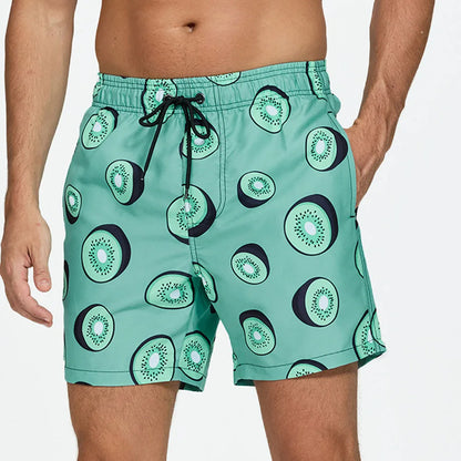 Bañadores de Hombre – Bañador con Estampado de Kiwi de Secado Rápido y Largo Medio
