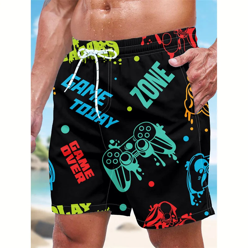 Bañadores de Hombre – Bañador con Estampado de Mando Retro y Largo Medio