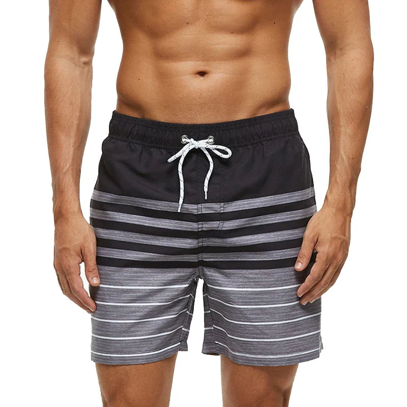 Bañadores de Hombre – Bañador a Rayas de Secado Rápido con Cordón