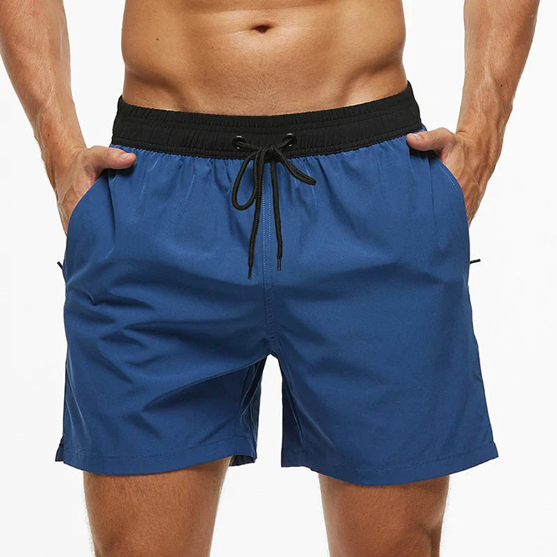 Bañadores de Hombre – Bañador Azul con Forro de Malla, Cintura Elástica y Bolsillos