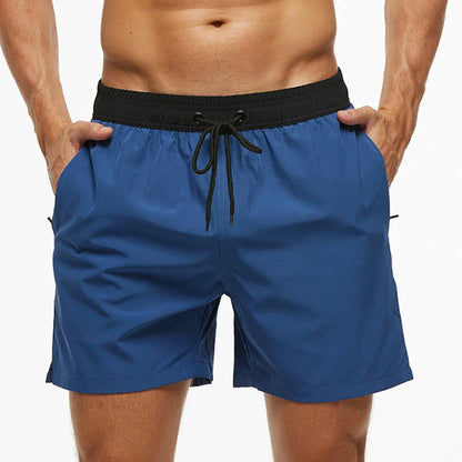 Bañadores de Hombre – Bañador Azul con Forro de Malla, Cintura Elástica y Bolsillos