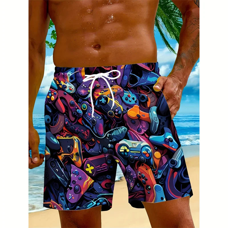 Bañadores de Hombre – Bañador con Estampado de Mando Retro y Largo Medio