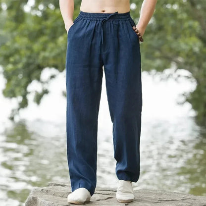 Momount Men Linen Wide Leg Pants