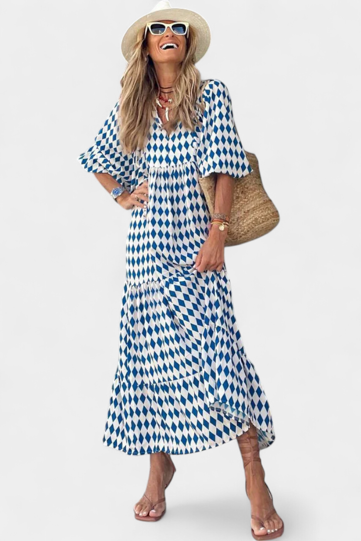 Aroa Boho Dress | Artistic Floral, Free-Spirited Flow