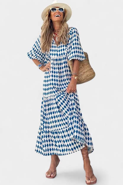 Aroa Boho Dress | Artistic Floral, Free-Spirited Flow