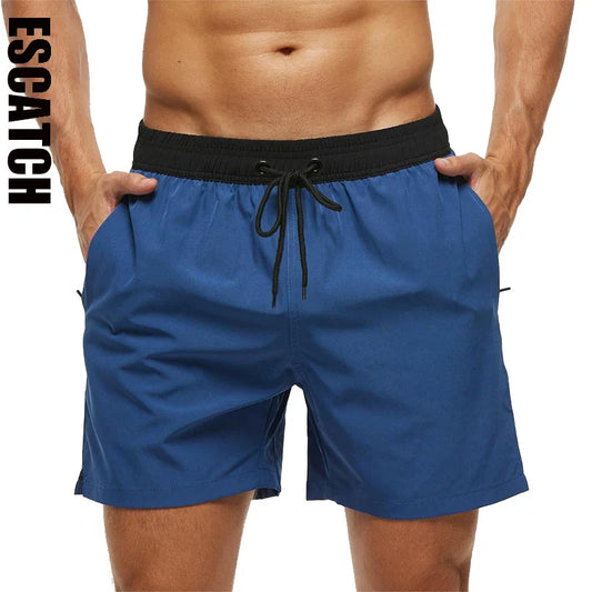 Bañadores de Hombre – Bañador Azul con Forro de Malla, Cintura Elástica y Bolsillos
