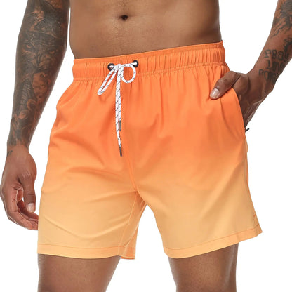 Bañadores de Hombre – Bañador Naranja Degradado de Secado Rápido con Cordón
