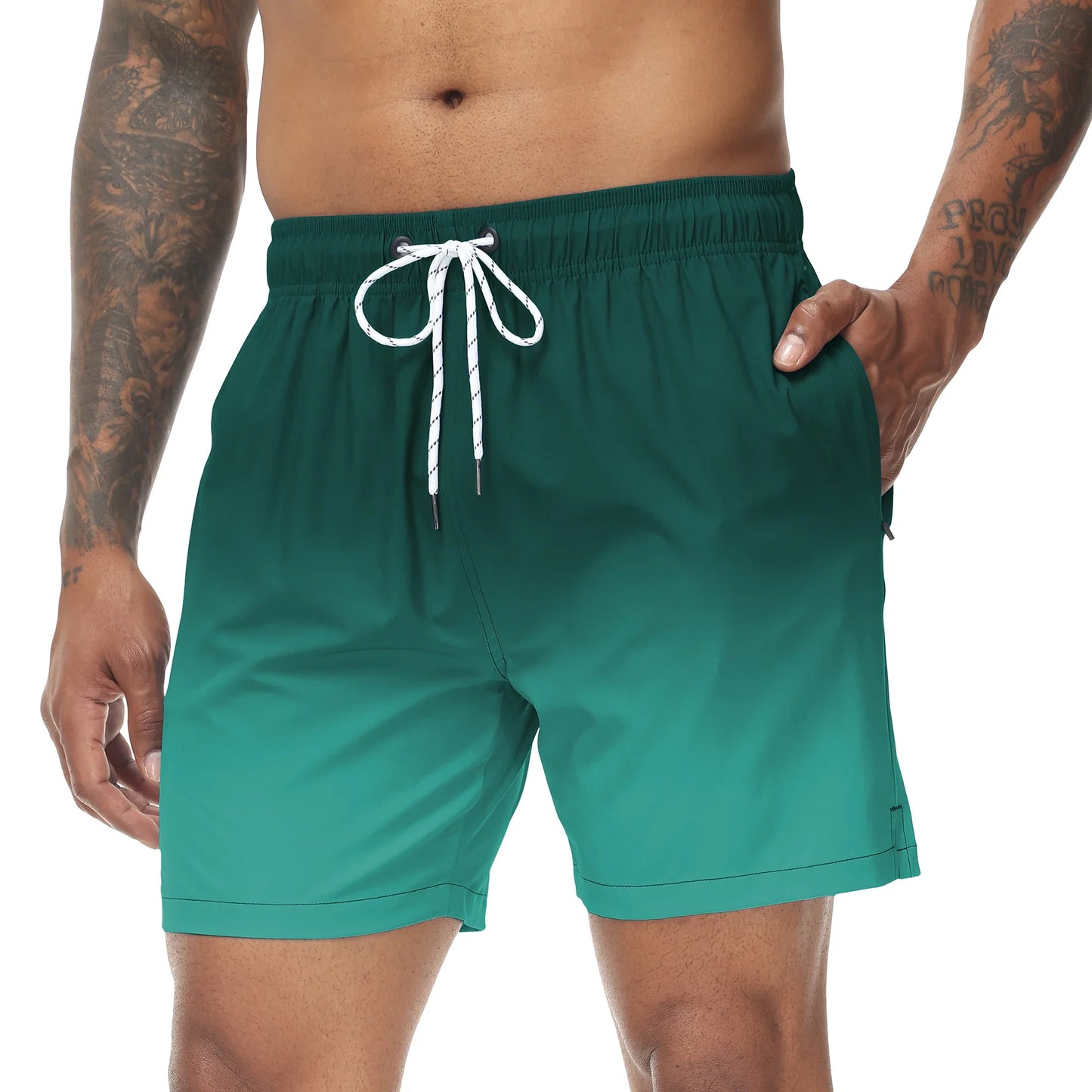 Bañadores de Hombre – Bañador Naranja Degradado de Secado Rápido con Cordón