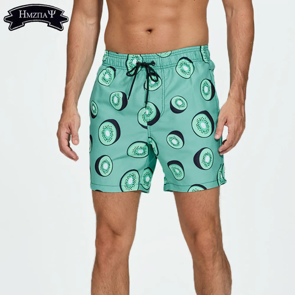 Bañadores de Hombre – Bañador con Estampado de Kiwi de Secado Rápido y Largo Medio