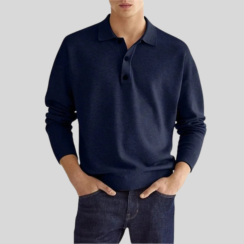 Polo de Hombre – Manga Larga Cuello Clásico de Punto para Diario