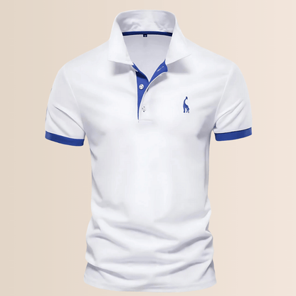 Momount Men Polo Shirt – Contrast Collar Embroidered Logo Short Sleeve