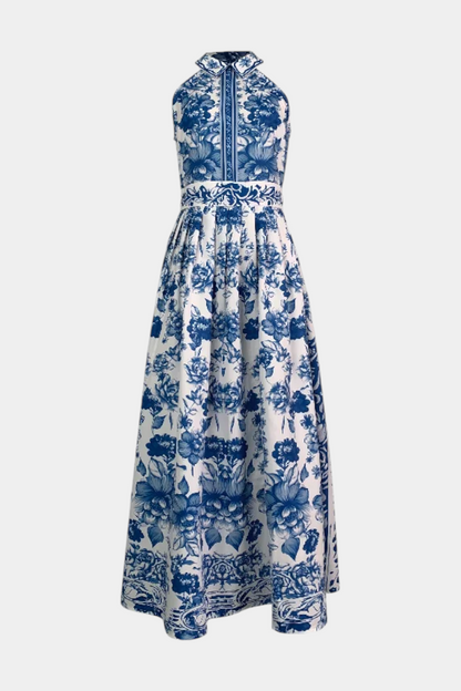 Persephone | Vestido Largo Halter con Estampado Elegante